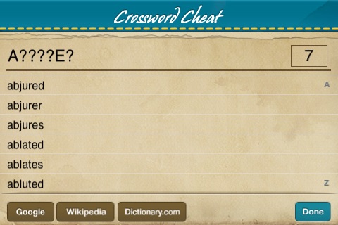 Crossword Cheat Lite screenshot 3