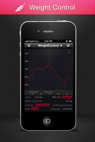 Healthcare - tracks your weight using a trend line screenshot 2