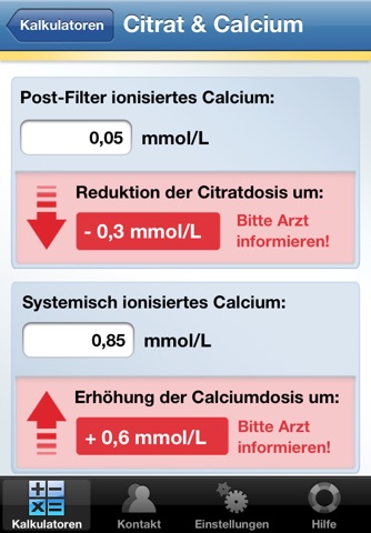 Akutdialyse Kalkulatoren screenshot 2