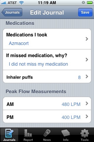 Asthma Journal Pro screenshot 2