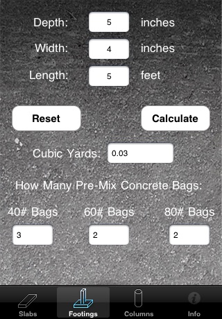 Concrete Calc Mobile screenshot 2