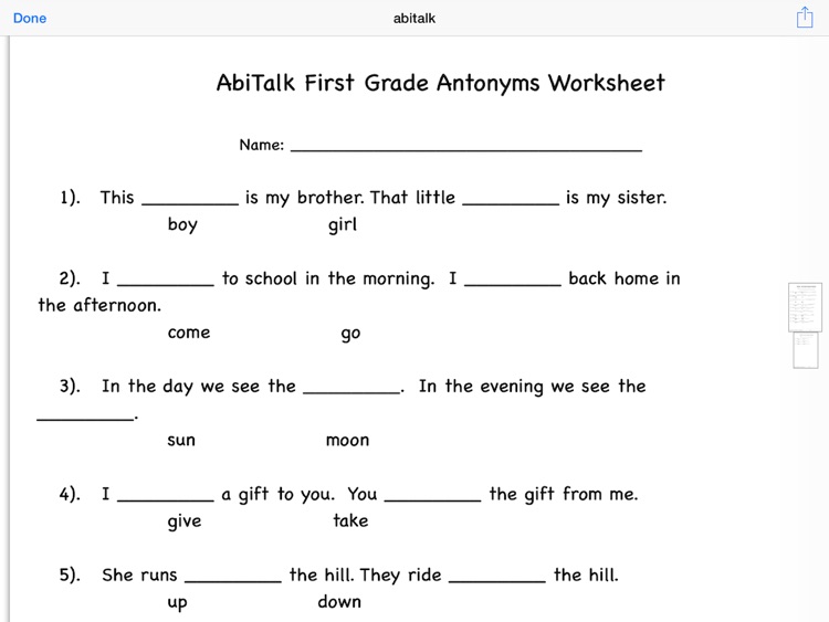 First Grade Antonyms Free screenshot-3