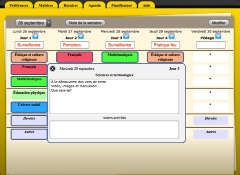 Planificateur de cours screenshot 3