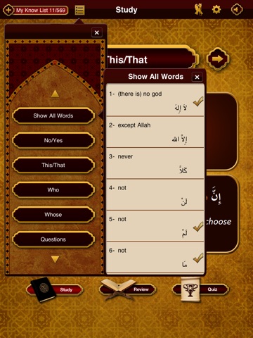 Quranic Words for iPad -- Understand the Arabic Qur'an screenshot 2