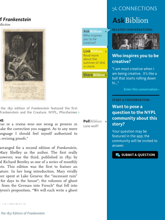 NYPL Biblion: Frankenstein screenshot-3