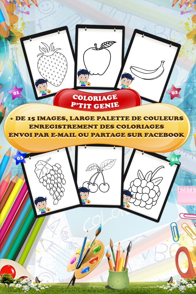 P'tit Génie Colorie Les Fruits - Coloriage GRATUIT screenshot 2