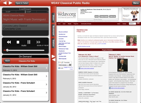 WDAV Classical App for iPad screenshot 3
