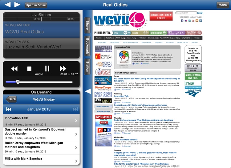 WGVU Real Oldies App for iPad