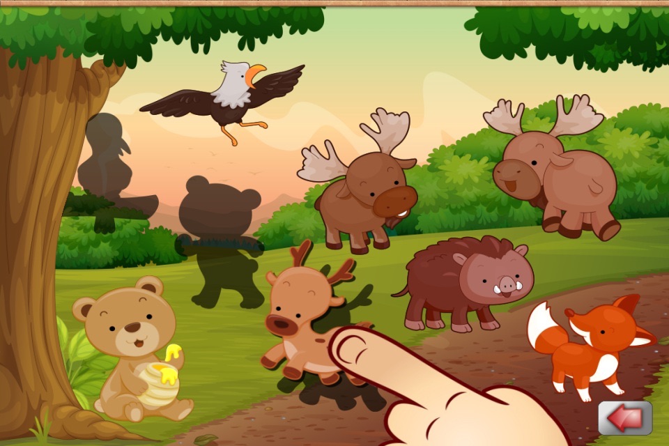 Big Forest Puzzle - free game for toddlers and kids with animals like snakes, bears, frogs ducks, rabbits,  bats, foxes or deers screenshot 4