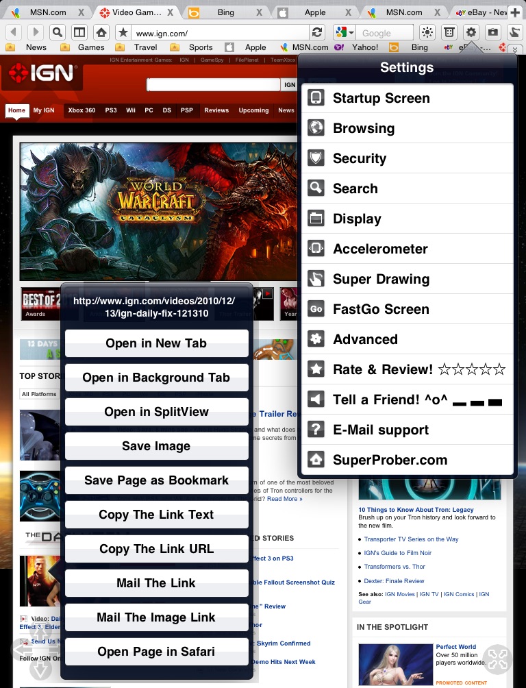 Super Prober Web Browser Free - Full Screen Desktop Tabbed Fast Browser with Page Thumbnails screenshot 2