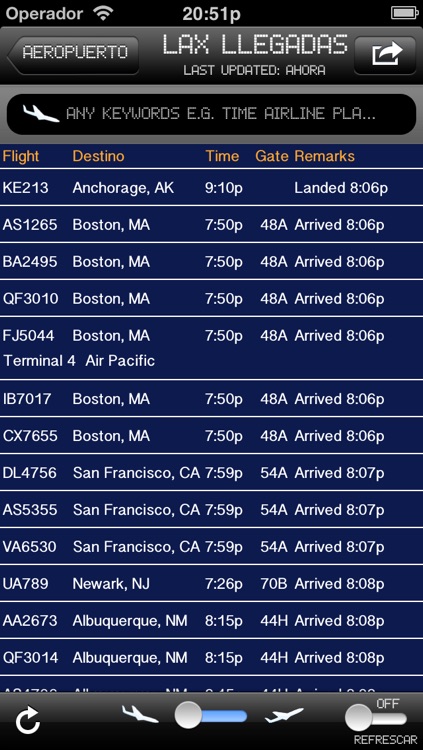 California Airport - iPlane2 Flight Information