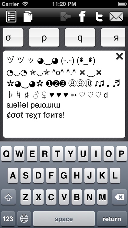 Special Symbols for Facebook, Twitter, Texts & Email