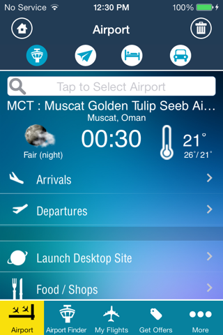 Muscat Airport MCT Info +Radar screenshot 2