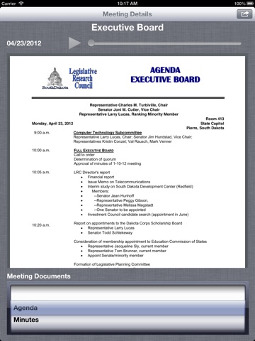 South Dakota Legislature Agenda and Calendar Tracking System screenshot 2