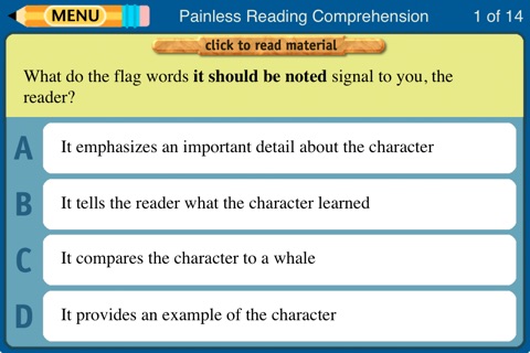 Painless Reading Comprehension Challenge screenshot 2