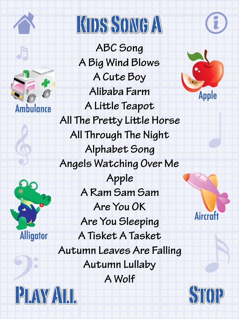Kids Song A for iPad - Best Baby Learn English Words & Child Music App screenshot 2