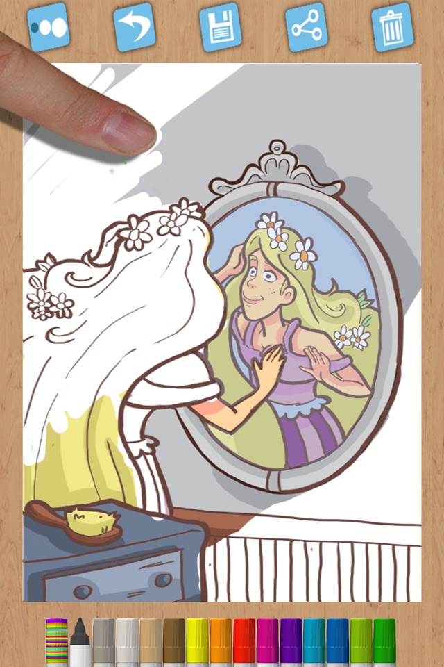 Pintar y descubrir a la princesa Rapunzel - Juego de niñas para colorear a Rapunzel screenshot 2