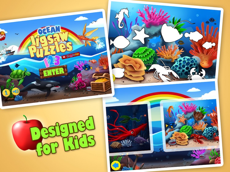 Ocean Jigsaw Puzzle 123 for iPad - Word Learning Puzzle Game for Kids screenshot-3