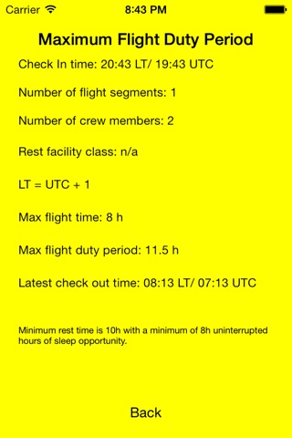 Flight Duty Calculator (FAA) screenshot 2