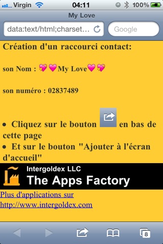 Raccourci Contact : vos amis sur l'ecran d'accueil screenshot 3