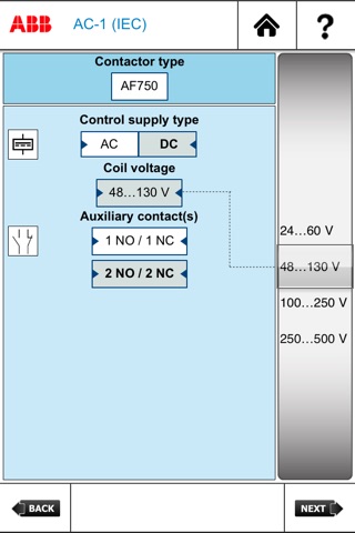 AF Contactors Selection Tool screenshot 2