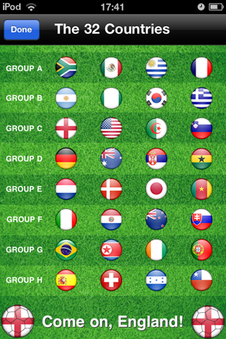 England World Football Calendar 2010 - Ultimate Supporter App screenshot 2