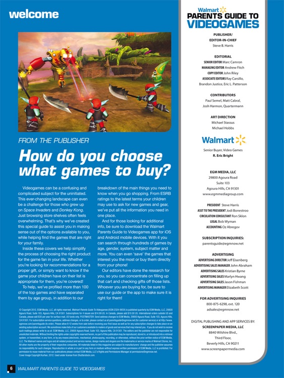 Walmart Parents Guide to Videogames Magazine