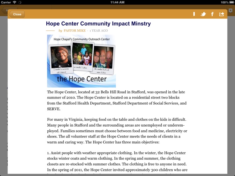 Hope Chapel / Center Community App for iPad