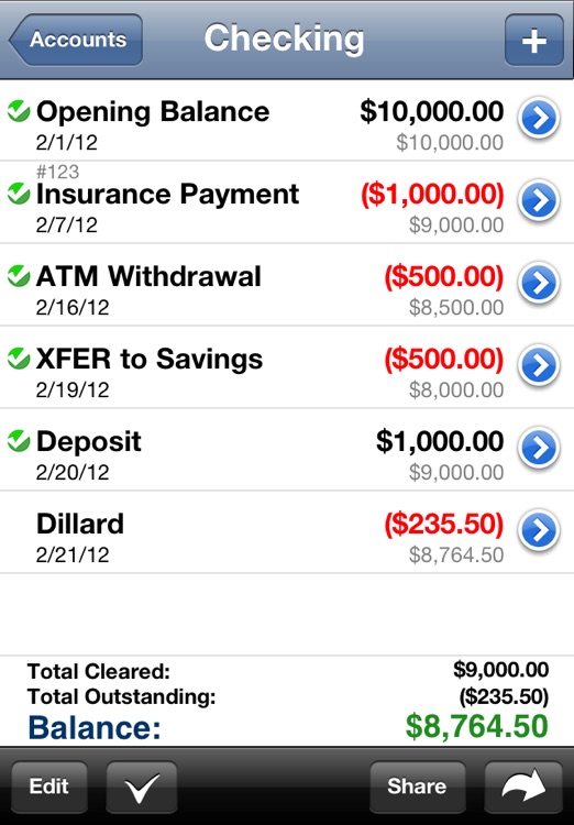 Accounts - Checkbook