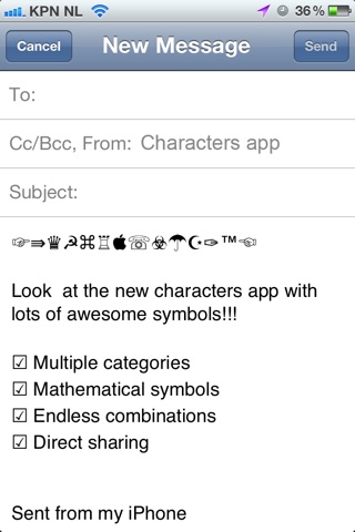Characters 2012 - extra symbols, emoji and ascii chars screenshot 4