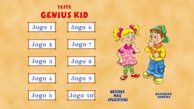 Teste Genius Kid - Aplicativo educativo 