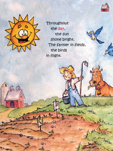 Some Day, Some Night HD Lite is an interactive children's bedtime story app, about a day when the sun proclaimed, "I'd like to stay." By Jack Guinan, artwork by John Barilla (by Auryn Apps) screenshot 4