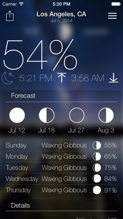 Lunar Live - Moon Weather Forecast