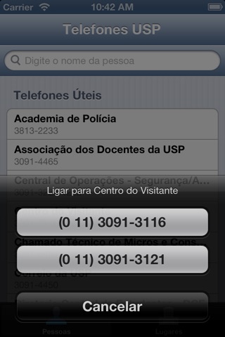 Telefones USP screenshot 2
