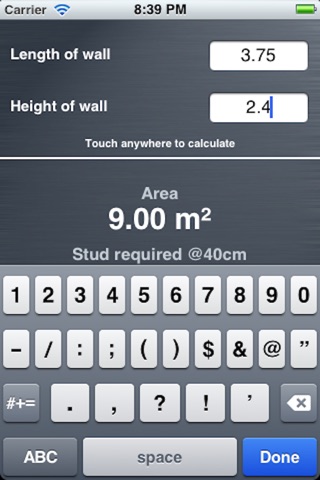 Plaster & Stud Wall Calculator screenshot 3