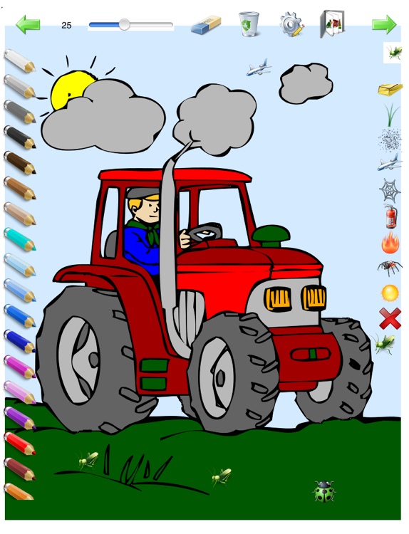 Coloring Book for Boys for iPad with colored pencils - 36 drawings to color with dragons, pirates, cars, and more - HD