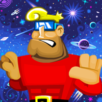A super hero - 超级英雄 在太空中。 从另一个星系的动作游戏！成为英雄，飞星星，打仗，收集宝物，击败邪恶