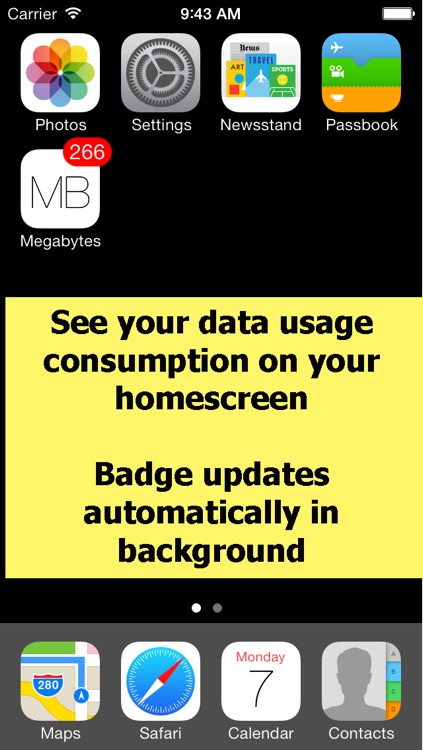 Megabytes - Cellular (3G/4G/LTE/GPRS/EDGE) data usage on your Home Screen / Lock screen / Notification Center & widget