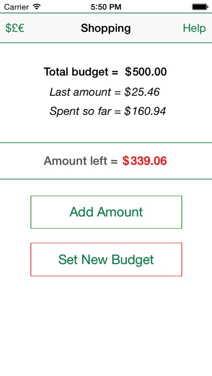 Shopping Budget Tracker