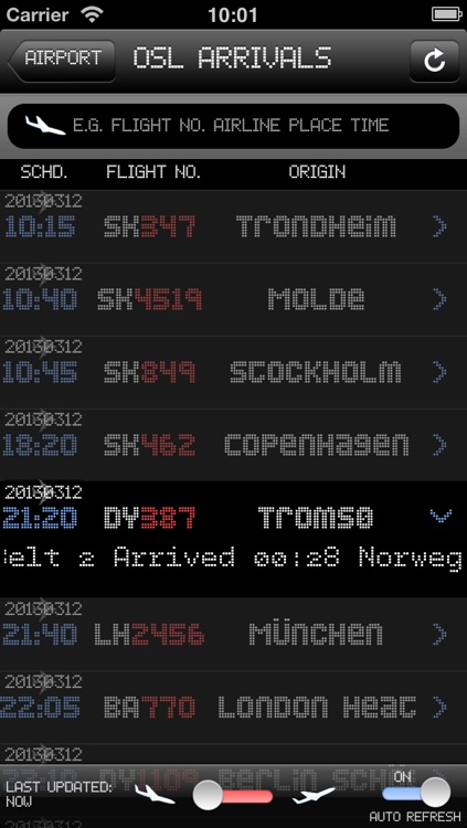 Norway Airport - iPlane2 Flight Information