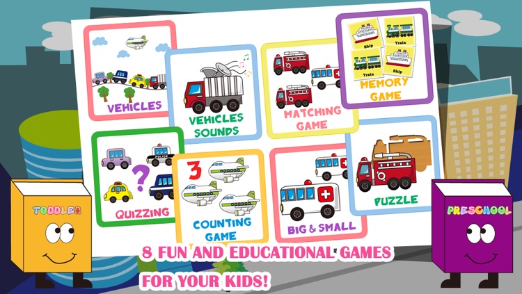 Vehicles Toddler Preschool FREE - All in 1 Educational Puzzle Games for Kids