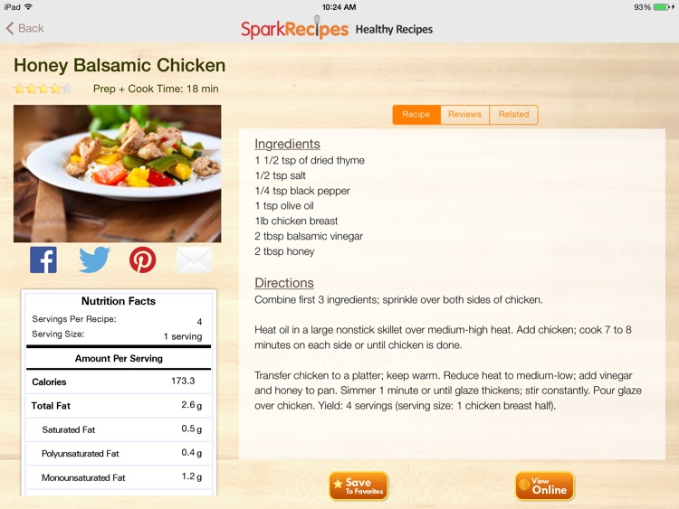 Healthy Recipes by SparkRecipes for iPad