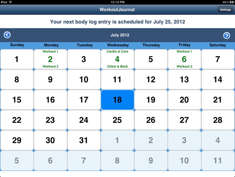 WorkoutJournal for iPad