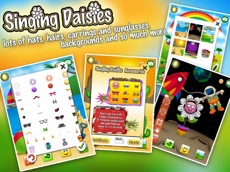 Singing Daisies - a dress up & make up games for kids screenshot-3