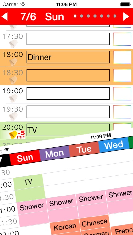 Week Table - Weekly Schedule Timetable / scheduler / planner