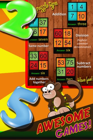 Ace Monkey Mayhem Puzzles - Math Numbers Crossword Games screenshot 4