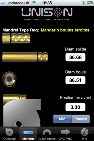 Calculateur outils cintrage screenshot 2