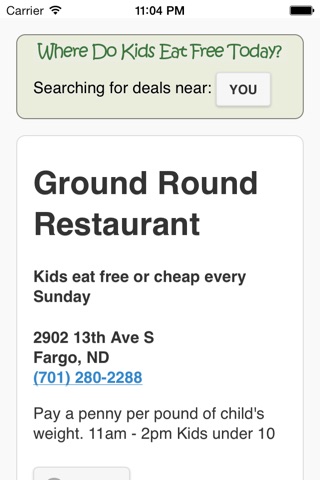 Where Do Kids Eat Free Today? screenshot 2