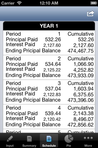 Amortization screenshot 3