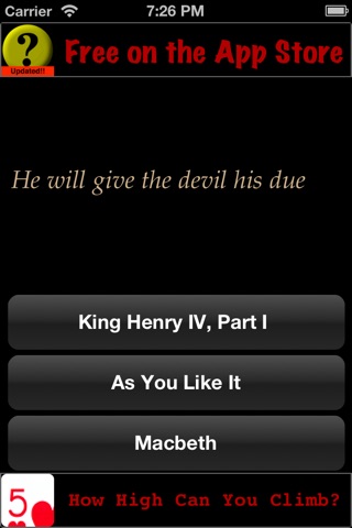 3Strike The Bard - Learn the quotes and plays of William Shakespeare screenshot 3
